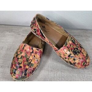 Patricia Nash Italian Leather Woven Espadrille Flats‎ Multicolor Size 8